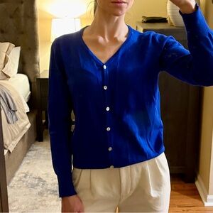 Royal Blue V-Neck Button Cardigan